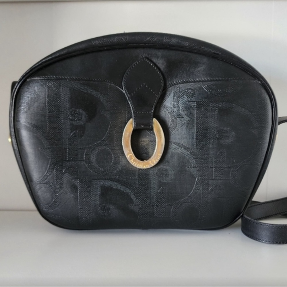 RARE Authentic Christian Dior Trotter Monogram Saddle/Cross Body Bag Blk Leather - Picture 9 of 13